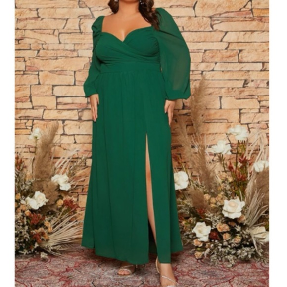 Luxe plus party bridesmaids wedding prom evening sweetheart neck satin dress - Picture 3 of 8